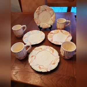 Lunch/Dessert Plates And Mugs. Sanibel By Shafford-1989